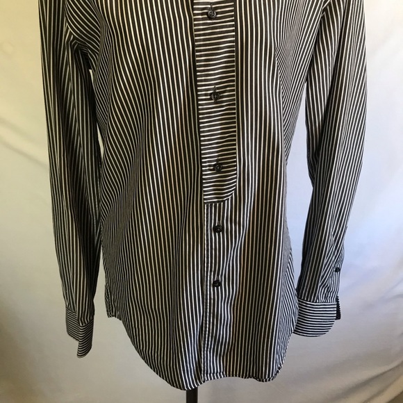 Zara Basic Stripe Slim Fit Long Sleeve Button - Picture 3 of 9
